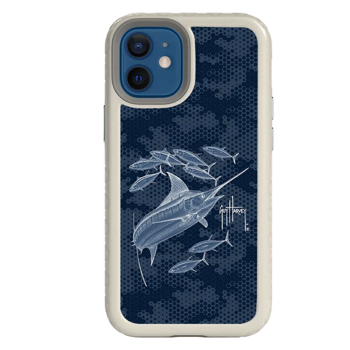Guy Harvey Fortitude Series for Apple iPhone 12 Mini - Blue Camo - Custom Case - Gray - cellhelmet