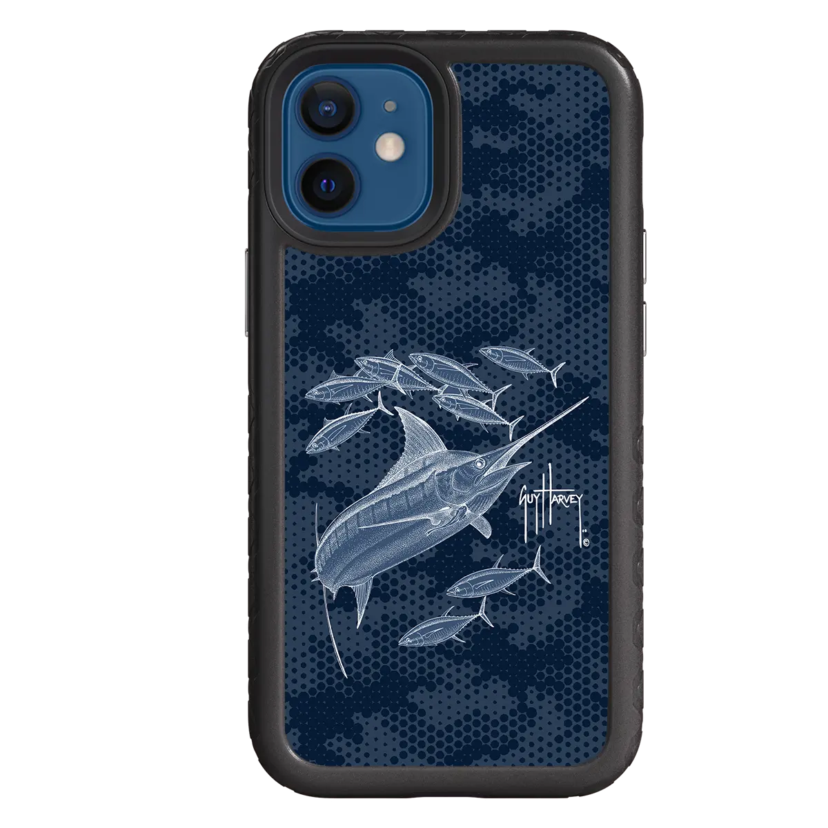 Guy Harvey Fortitude Series for Apple iPhone 12 Mini - Blue Camo - Custom Case - OnyxBlack - cellhelmet