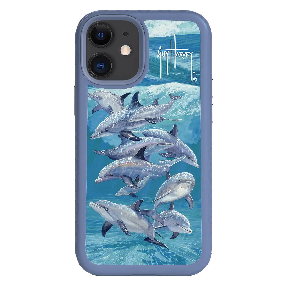 Guy Harvey Fortitude Series for Apple iPhone 12 Mini - Bottlenose Dolphins - Custom Case - SlateBlue - cellhelmet