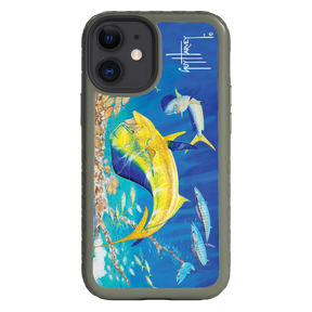 Guy Harvey Fortitude Series for Apple iPhone 12 Mini - Dolphin Oasis - Custom Case - OliveDrabGreen - cellhelmet