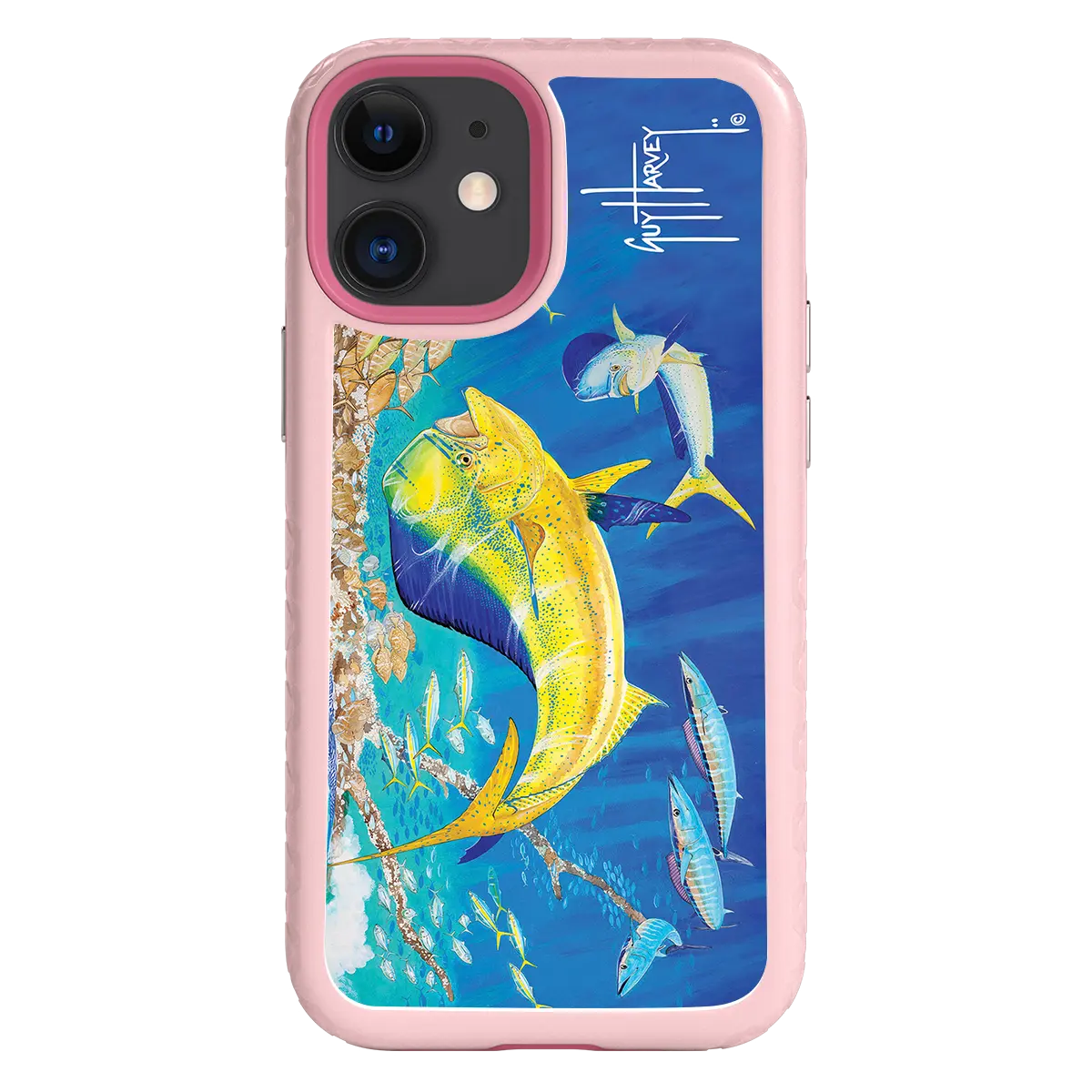 Guy Harvey Fortitude Series for Apple iPhone 12 Mini - Dolphin Oasis - Custom Case - PinkMagnolia - cellhelmet
