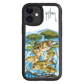 Guy Harvey Fortitude Series for Apple iPhone 12 Mini - Five Largemouth Under Lilypads - Custom Case - OnyxBlack - cellhelmet