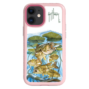 Guy Harvey Fortitude Series for Apple iPhone 12 Mini - Five Largemouth Under Lilypads - Custom Case - PinkMagnolia - cellhelmet
