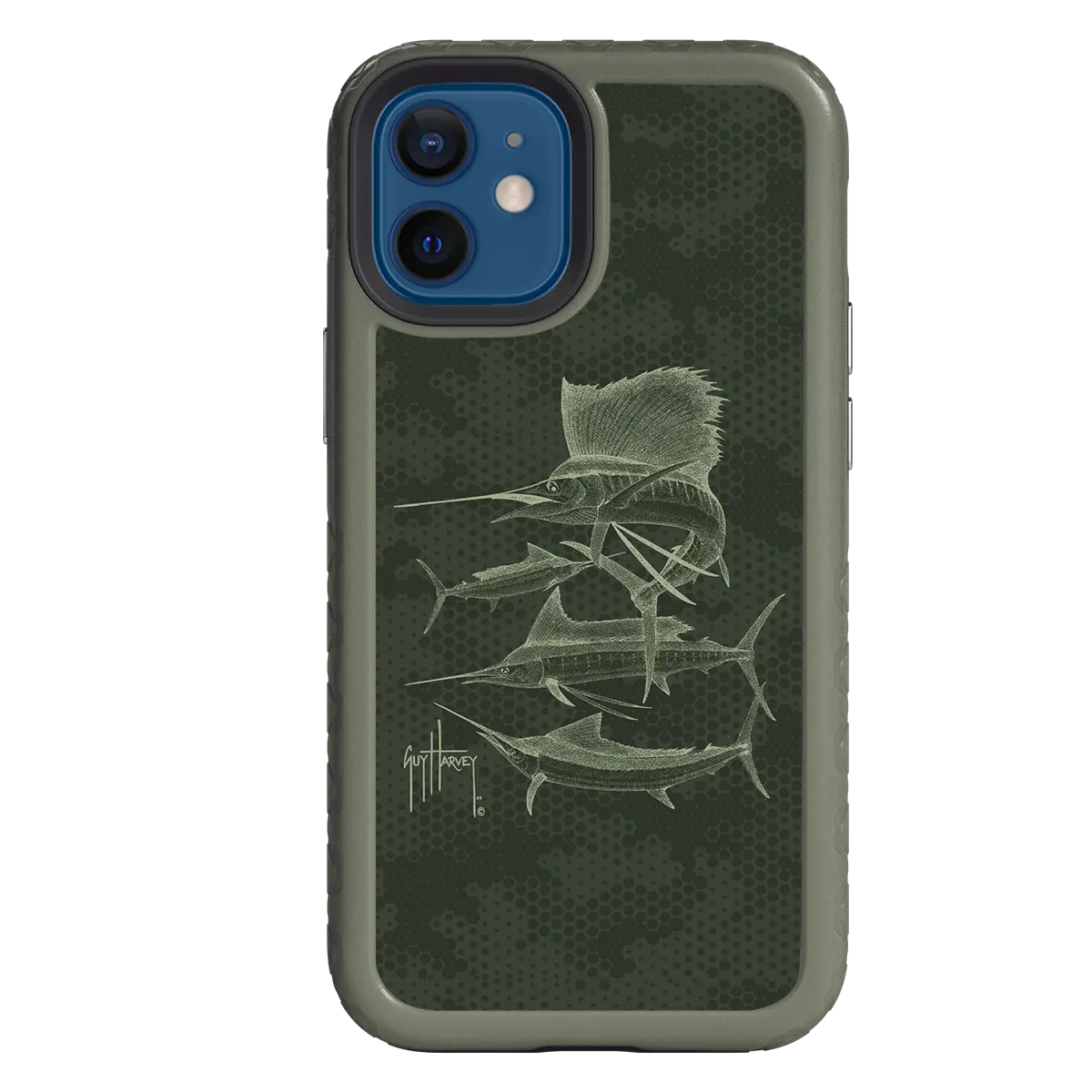 Guy Harvey Fortitude Series for Apple iPhone 12 Mini - Green Camo - Custom Case - OliveDrabGreen - cellhelmet