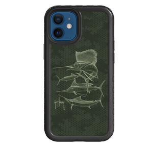 Guy Harvey Fortitude Series for Apple iPhone 12 Mini - Green Camo - Custom Case - OnyxBlack - cellhelmet