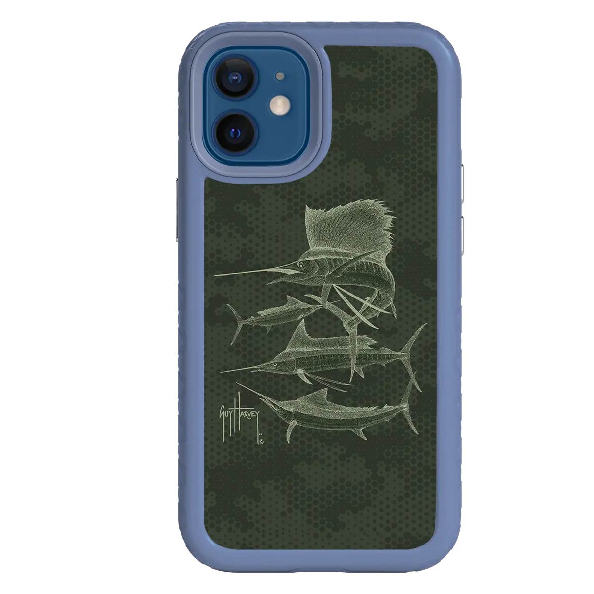 Guy Harvey Fortitude Series for Apple iPhone 12 Mini - Green Camo - Custom Case - SlateBlue - cellhelmet