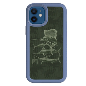 Guy Harvey Fortitude Series for Apple iPhone 12 Mini - Green Camo - Custom Case - SlateBlue - cellhelmet
