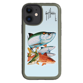 Guy Harvey Fortitude Series for Apple iPhone 12 Mini - Inshore Collage - Custom Case - OliveDrabGreen - cellhelmet