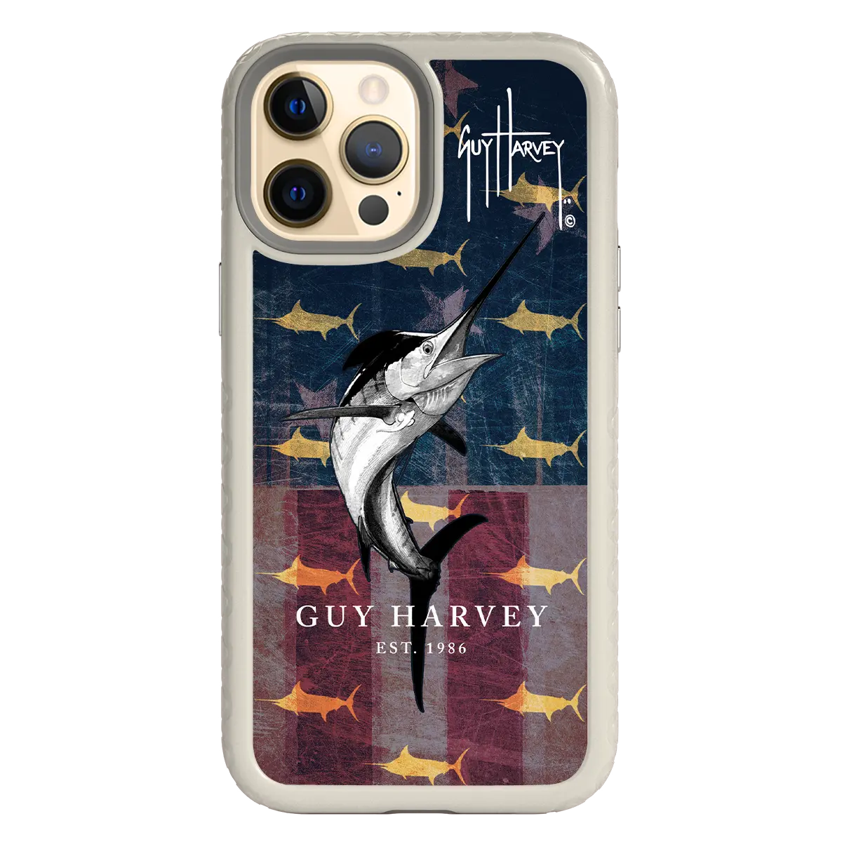 Guy Harvey Fortitude Series for Apple iPhone 12 Pro Max - American Marlin - Custom Case - Gray - cellhelmet