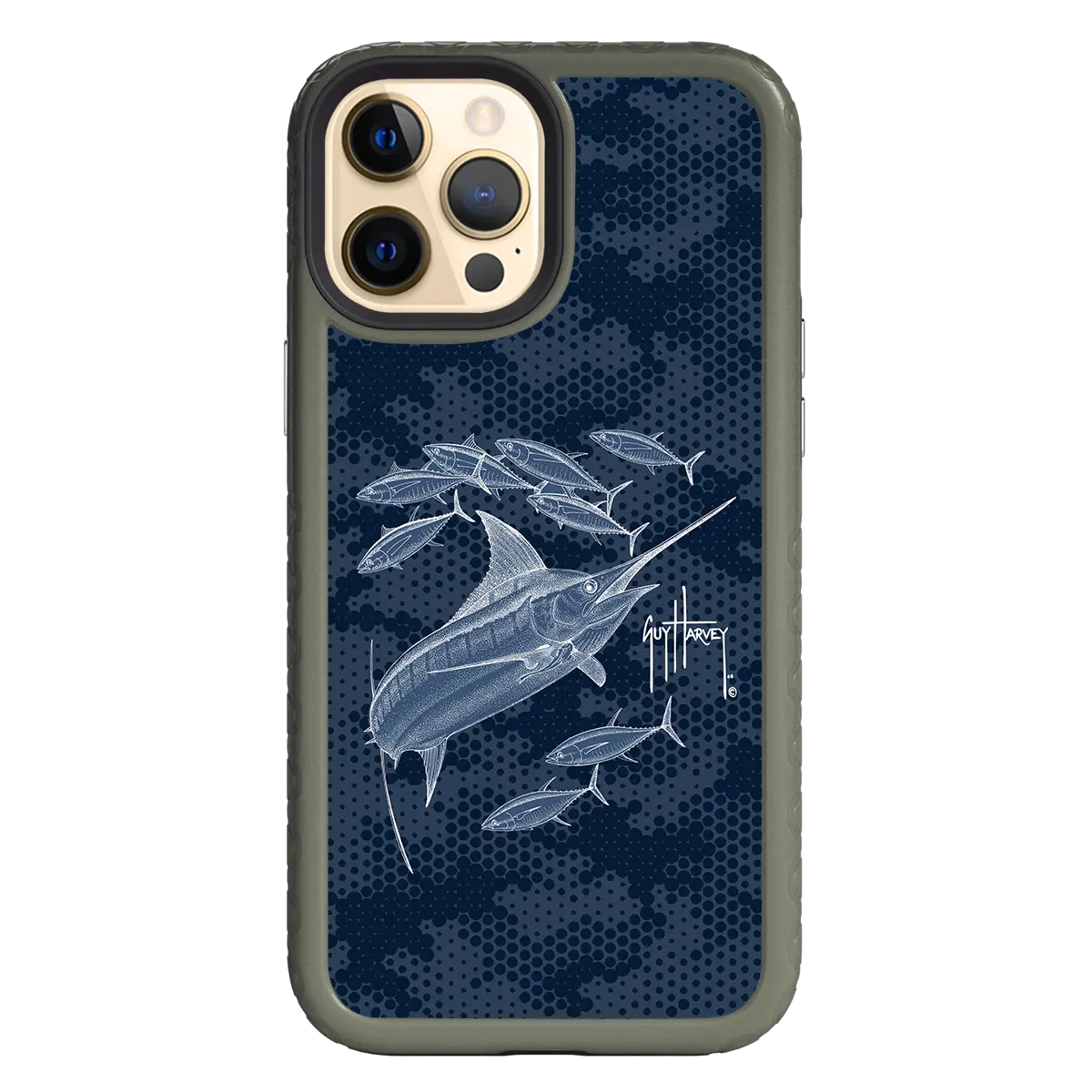 Guy Harvey Fortitude Series for Apple iPhone 12 Pro Max - Blue Camo - Custom Case - OliveDrabGreen - cellhelmet