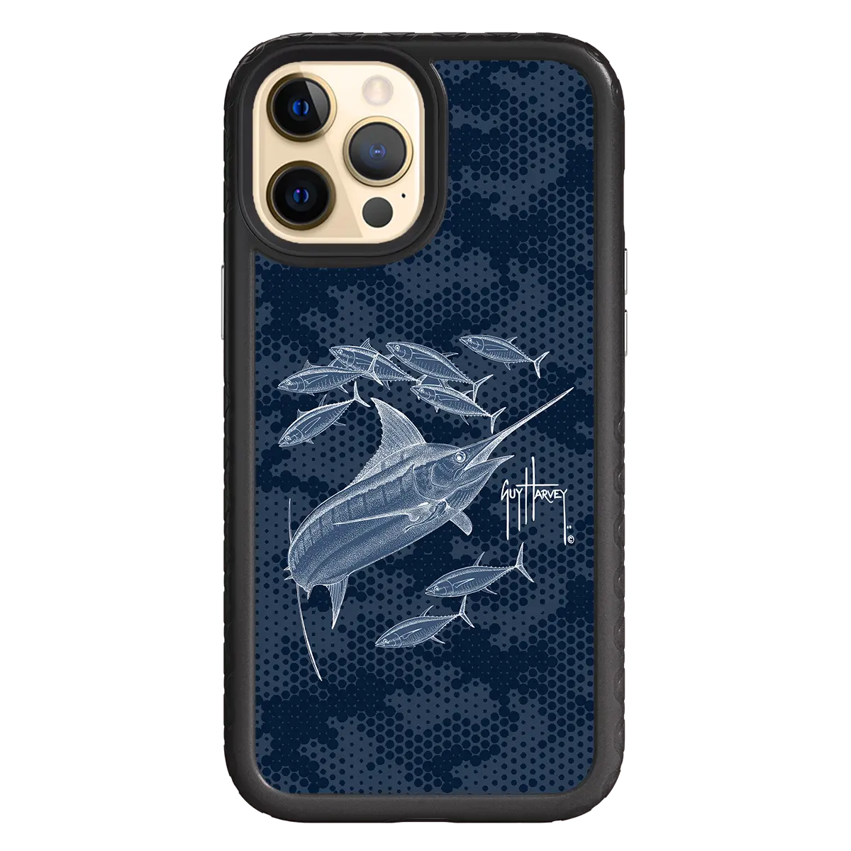 Guy Harvey Fortitude Series for Apple iPhone 12 Pro Max - Blue Camo - Custom Case - OnyxBlack - cellhelmet