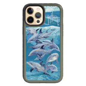 Guy Harvey Fortitude Series for Apple iPhone 12 Pro Max - Bottlenose Dolphins - Custom Case - OliveDrabGreen - cellhelmet