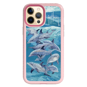 Guy Harvey Fortitude Series for Apple iPhone 12 Pro Max - Bottlenose Dolphins - Custom Case - PinkMagnolia - cellhelmet