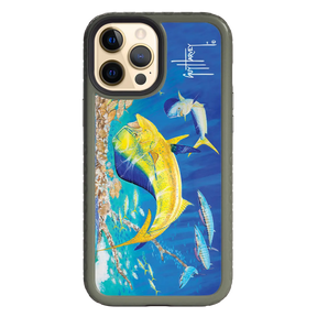 Guy Harvey Fortitude Series for Apple iPhone 12 Pro Max - Dolphin Oasis - Custom Case - OliveDrabGreen - cellhelmet