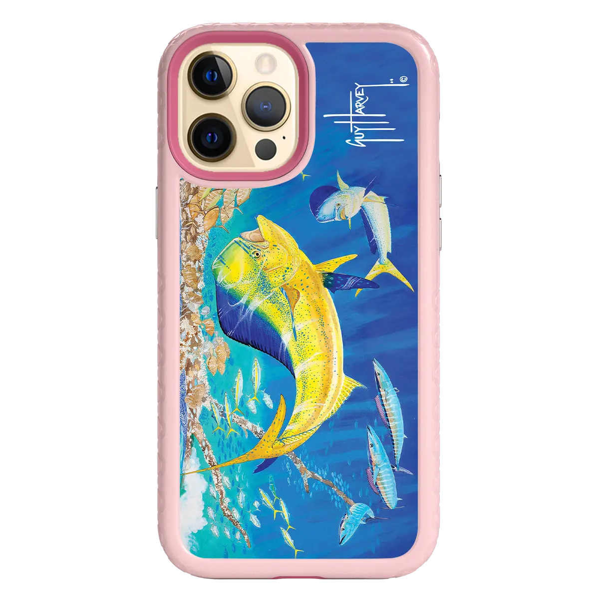 Guy Harvey Fortitude Series for Apple iPhone 12 Pro Max - Dolphin Oasis - Custom Case - PinkMagnolia - cellhelmet