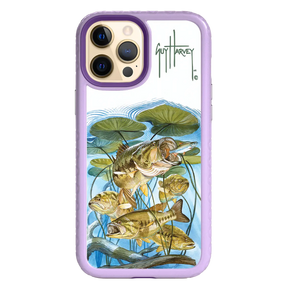 Guy Harvey Fortitude Series for Apple iPhone 12 Pro Max - Five Largemouth Under Lilypads - Custom Case - LilacBlossom - cellhelmet