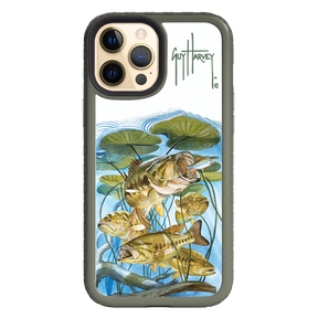 Guy Harvey Fortitude Series for Apple iPhone 12 Pro Max - Five Largemouth Under Lilypads - Custom Case - OliveDrabGreen - cellhelmet