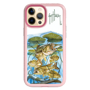 Guy Harvey Fortitude Series for Apple iPhone 12 Pro Max - Five Largemouth Under Lilypads - Custom Case - PinkMagnolia - cellhelmet