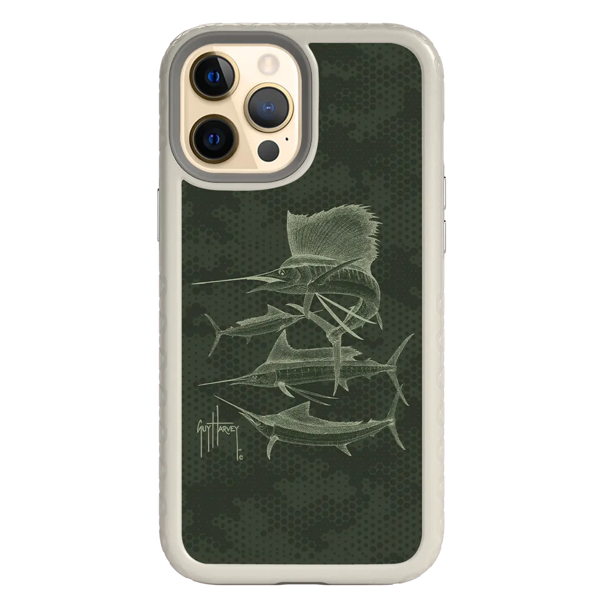 Guy Harvey Fortitude Series for Apple iPhone 12 Pro Max - Green Camo - Custom Case - Gray - cellhelmet