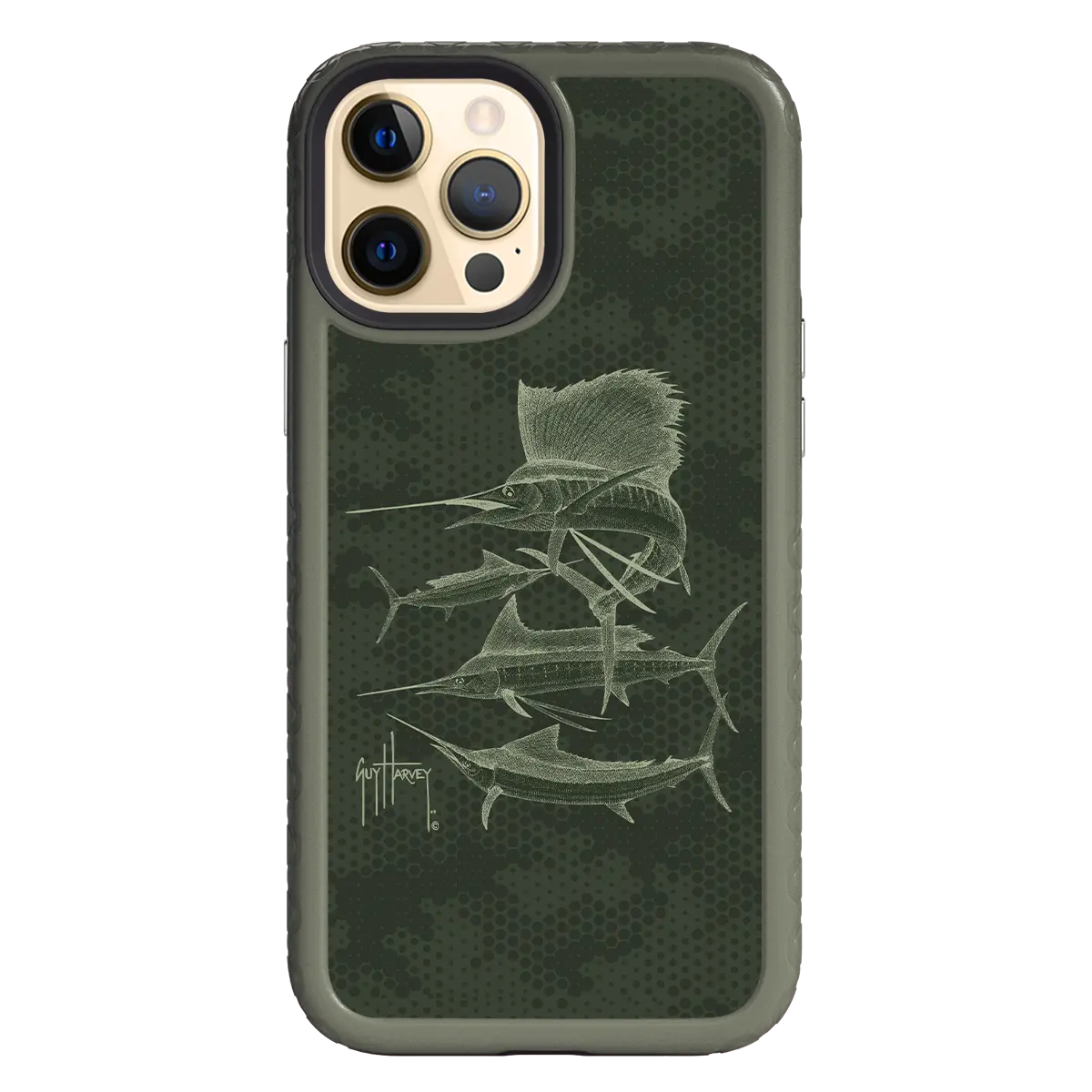Guy Harvey Fortitude Series for Apple iPhone 12 Pro Max - Green Camo - Custom Case - OliveDrabGreen - cellhelmet
