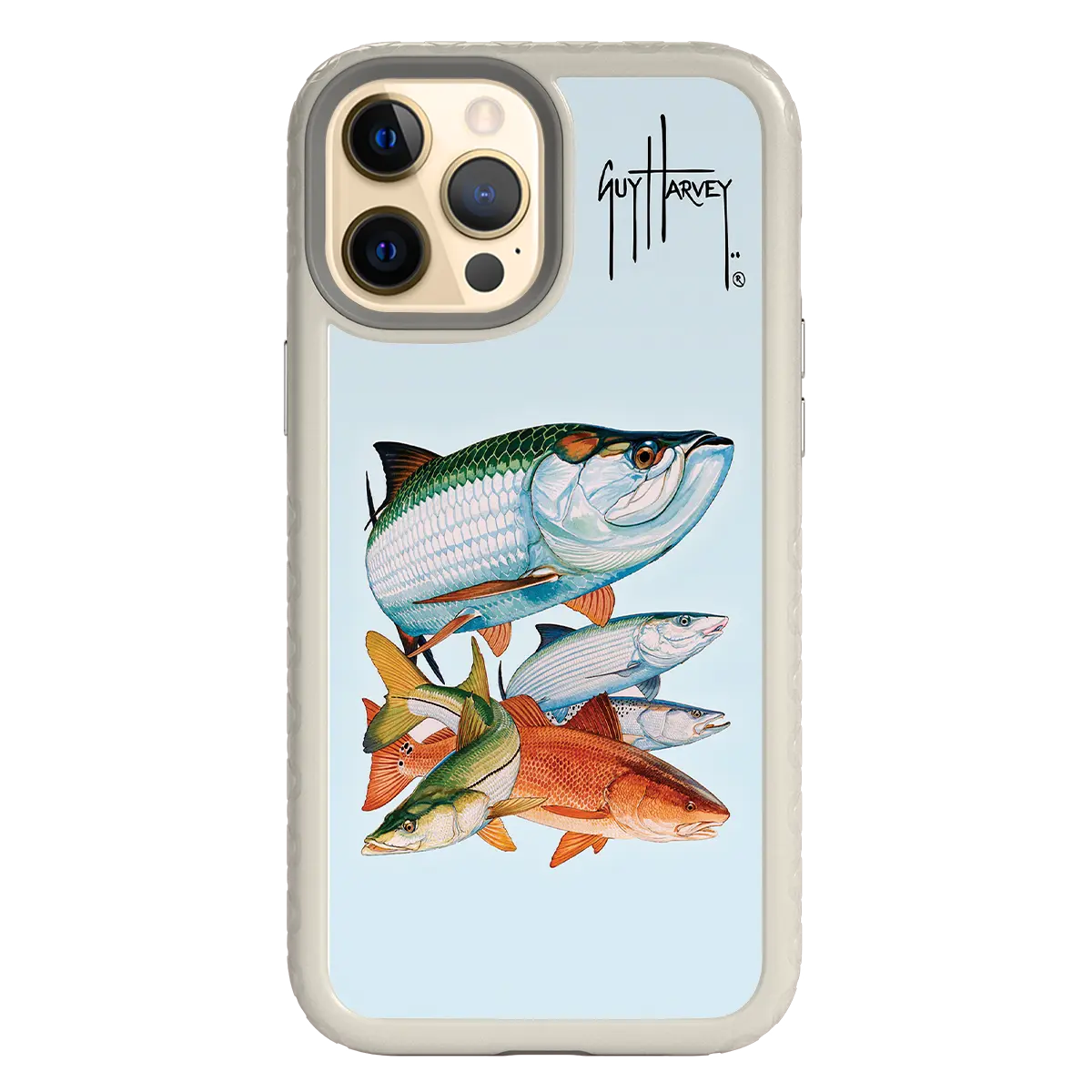 Guy Harvey Fortitude Series for Apple iPhone 12 Pro Max - Inshore Collage - Custom Case - Gray - cellhelmet