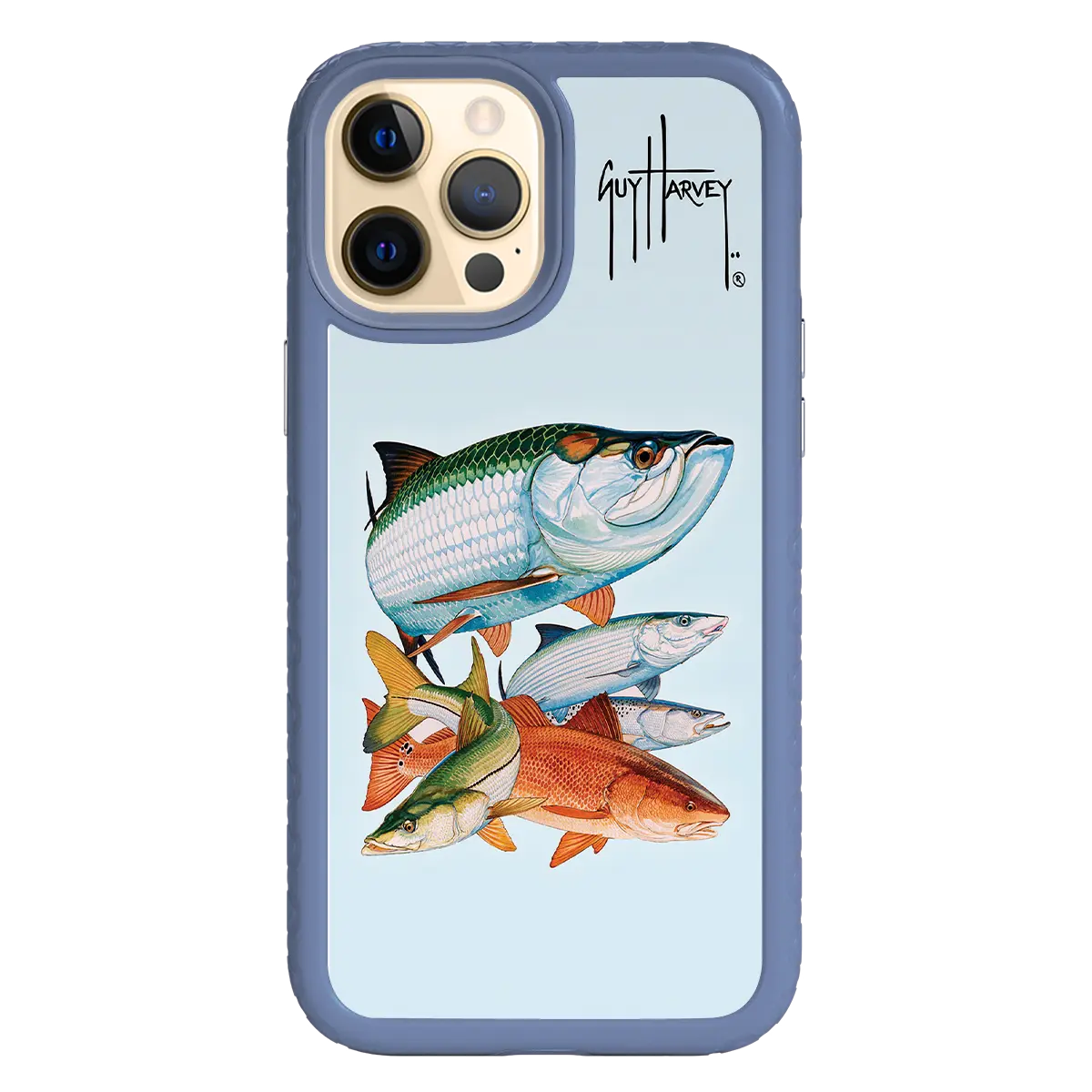 Guy Harvey Fortitude Series for Apple iPhone 12 Pro Max - Inshore Collage - Custom Case - SlateBlue - cellhelmet