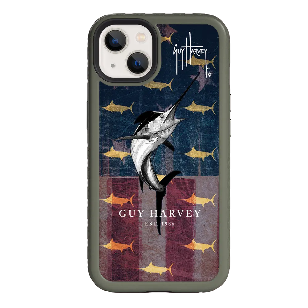 Guy Harvey Fortitude Series for Apple iPhone 13 - American Marlin - Custom Case - OliveDrabGreen - cellhelmet