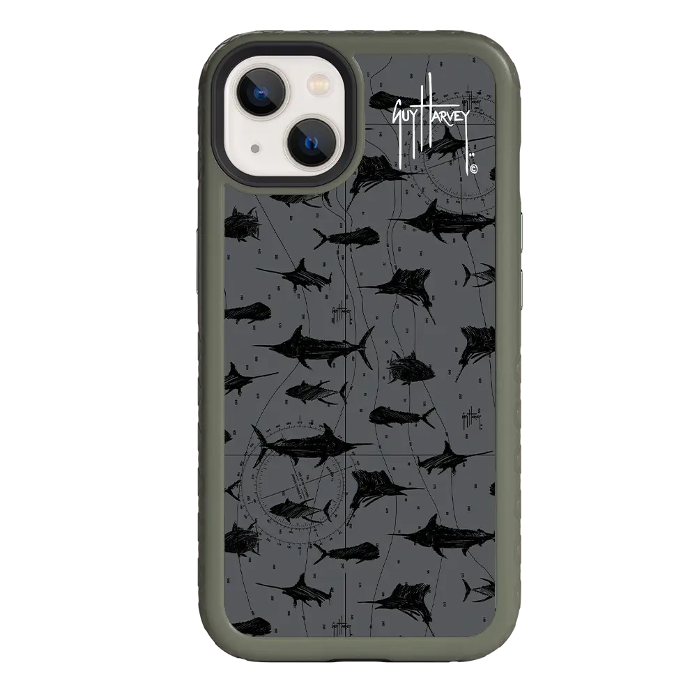 Guy Harvey Fortitude Series for Apple iPhone 13 - Black Scribbler - Custom Case - OliveDrabGreen - cellhelmet