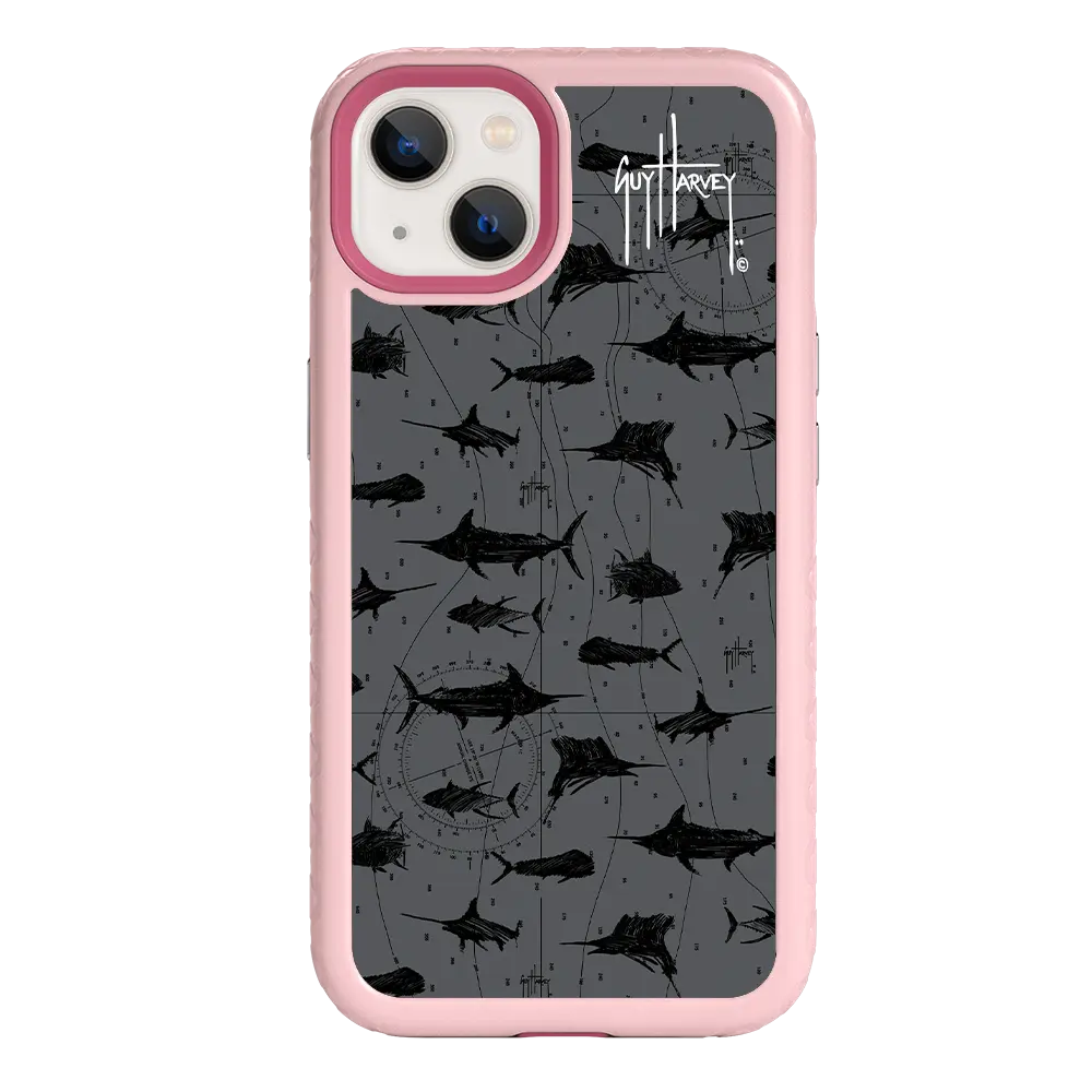 Guy Harvey Fortitude Series for Apple iPhone 13 - Black Scribbler - Custom Case - PinkMagnolia - cellhelmet