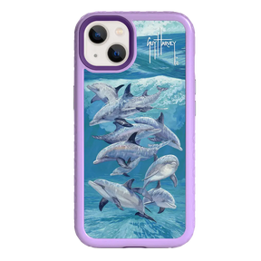 Guy Harvey Fortitude Series for Apple iPhone 13 - Bottlenose Dolphins - Custom Case - LilacBlossom - cellhelmet