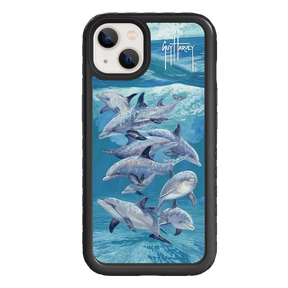 Guy Harvey Fortitude Series for Apple iPhone 13 - Bottlenose Dolphins - Custom Case - OnyxBlack - cellhelmet