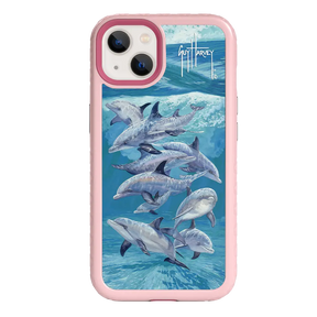 Guy Harvey Fortitude Series for Apple iPhone 13 - Bottlenose Dolphins - Custom Case - PinkMagnolia - cellhelmet