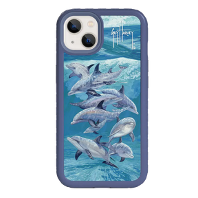 Guy Harvey Fortitude Series for Apple iPhone 13 - Bottlenose Dolphins - Custom Case - SlateBlue - cellhelmet