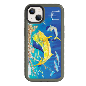 Guy Harvey Fortitude Series for Apple iPhone 13 - Dolphin Oasis - Custom Case - OliveDrabGreen - cellhelmet
