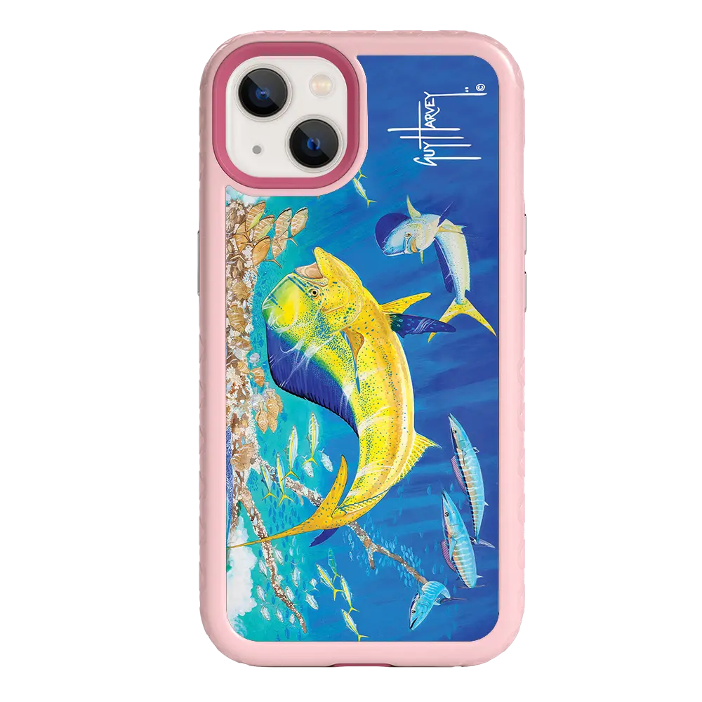Guy Harvey Fortitude Series for Apple iPhone 13 - Dolphin Oasis - Custom Case - PinkMagnolia - cellhelmet