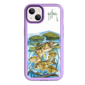 Guy Harvey Fortitude Series for Apple iPhone 13 - Five Largemouth Under Lilypads - Custom Case - LilacBlossom - cellhelmet