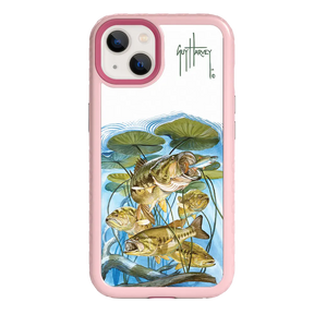 Guy Harvey Fortitude Series for Apple iPhone 13 - Five Largemouth Under Lilypads - Custom Case - PinkMagnolia - cellhelmet