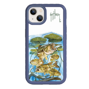 Guy Harvey Fortitude Series for Apple iPhone 13 - Five Largemouth Under Lilypads - Custom Case - SlateBlue - cellhelmet