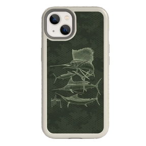 Guy Harvey Fortitude Series for Apple iPhone 13 - Green Camo - Custom Case - Gray - cellhelmet