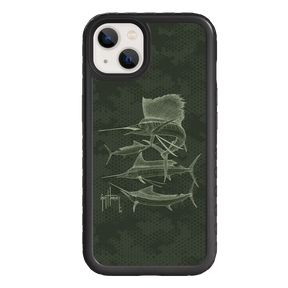 Guy Harvey Fortitude Series for Apple iPhone 13 - Green Camo - Custom Case - OnyxBlack - cellhelmet