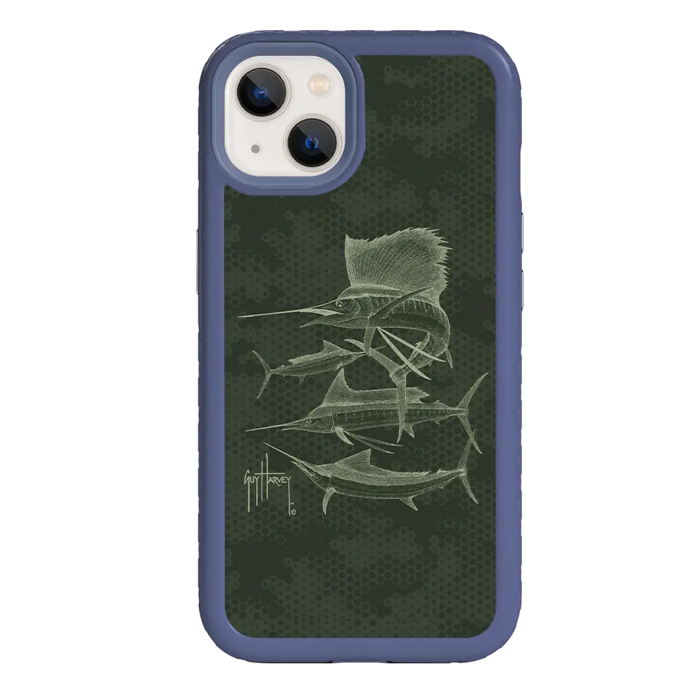 Guy Harvey Fortitude Series for Apple iPhone 13 - Green Camo - Custom Case - SlateBlue - cellhelmet