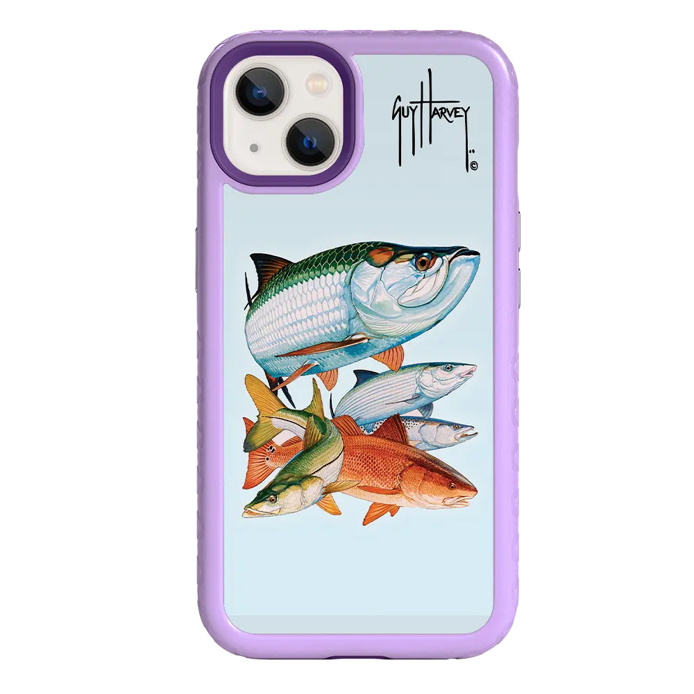 Guy Harvey Fortitude Series for Apple iPhone 13 - Inshore Collage - Custom Case - LilacBlossom - cellhelmet