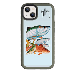 Guy Harvey Fortitude Series for Apple iPhone 13 - Inshore Collage - Custom Case - OliveDrabGreen - cellhelmet