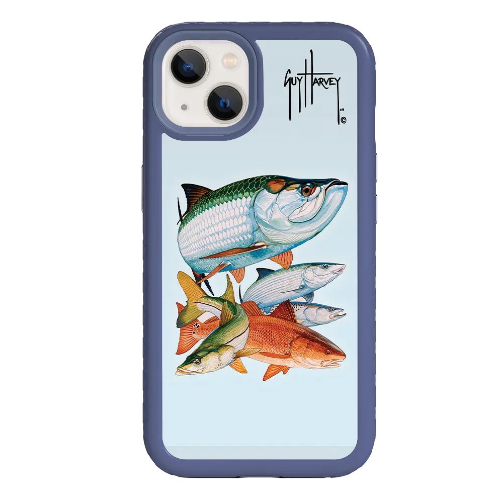 Guy Harvey Fortitude Series for Apple iPhone 13 - Inshore Collage - Custom Case - SlateBlue - cellhelmet