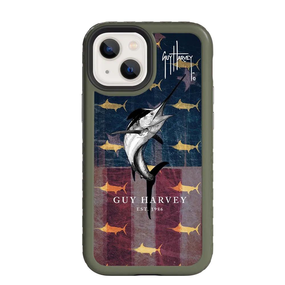 Guy Harvey Fortitude Series for Apple iPhone 13 Mini - American Marlin - Custom Case - OliveDrabGreen - cellhelmet