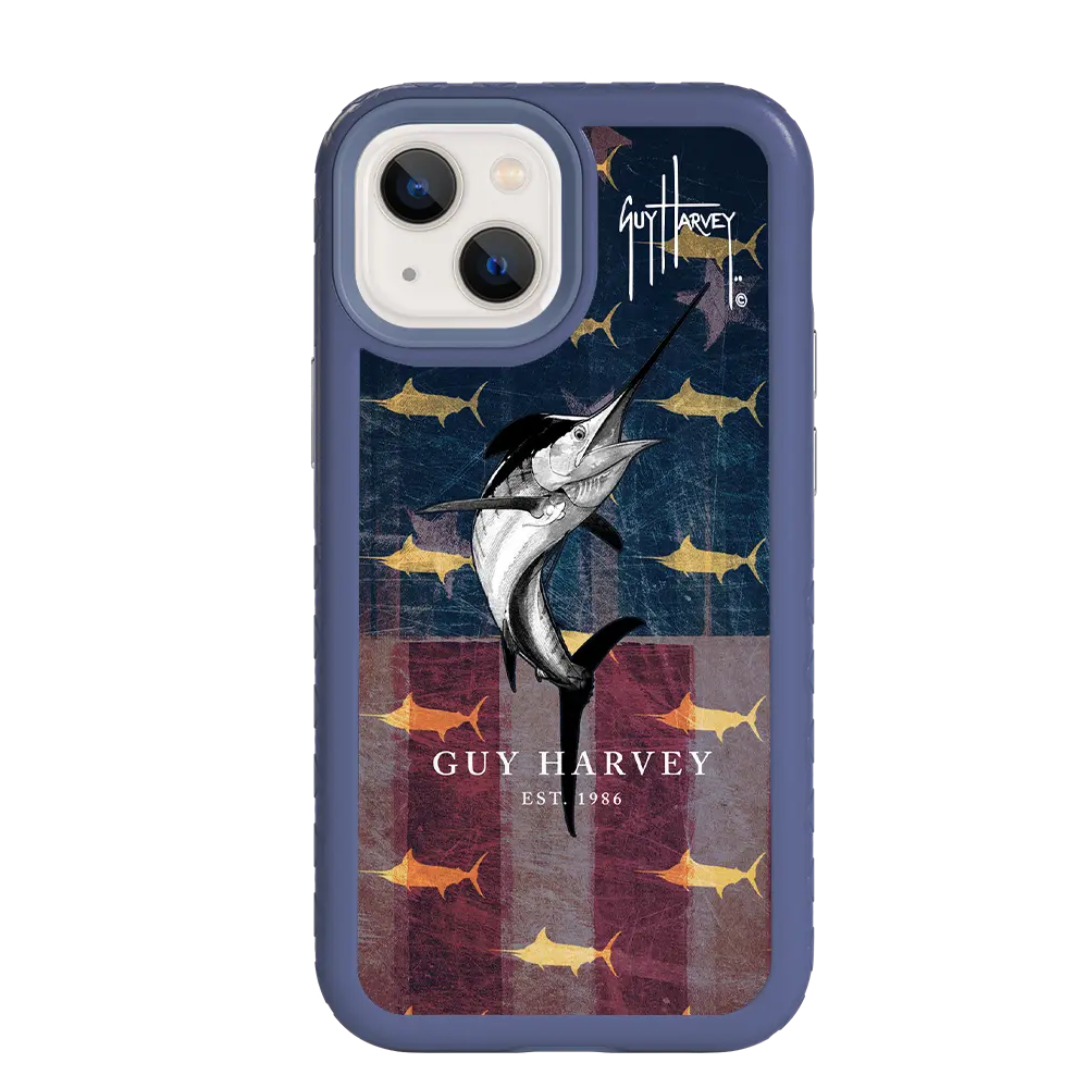 Guy Harvey Fortitude Series for Apple iPhone 13 Mini - American Marlin - Custom Case - SlateBlue - cellhelmet