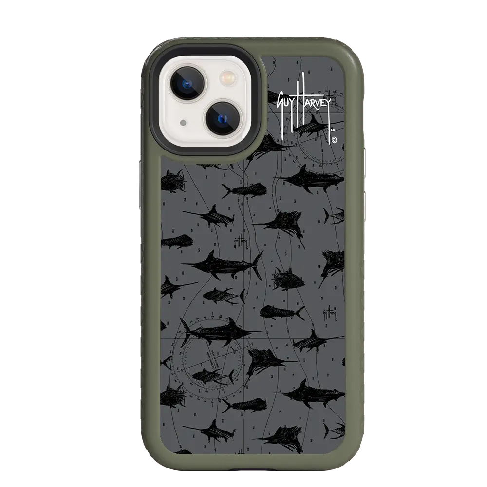 Guy Harvey Fortitude Series for Apple iPhone 13 Mini - Black Scribbler - Custom Case - OliveDrabGreen - cellhelmet