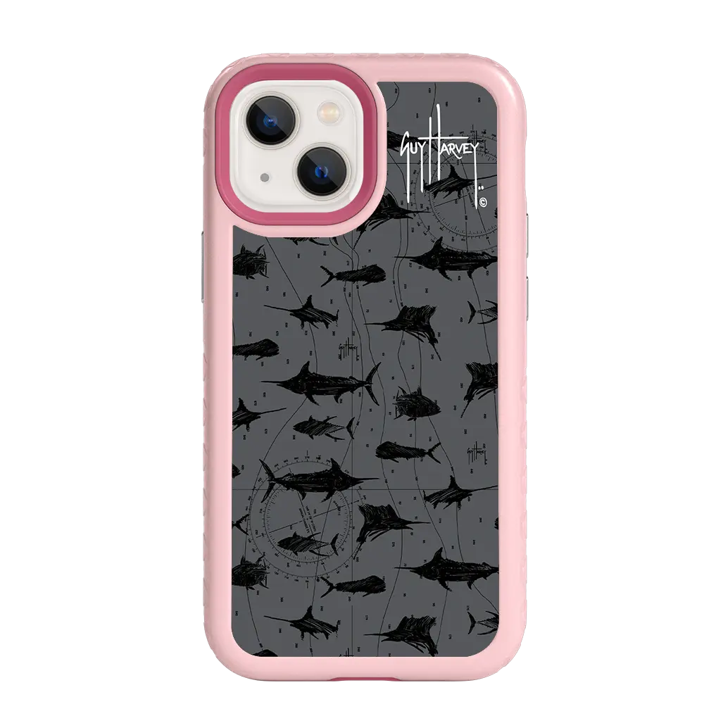 Guy Harvey Fortitude Series for Apple iPhone 13 Mini - Black Scribbler - Custom Case - PinkMagnolia - cellhelmet