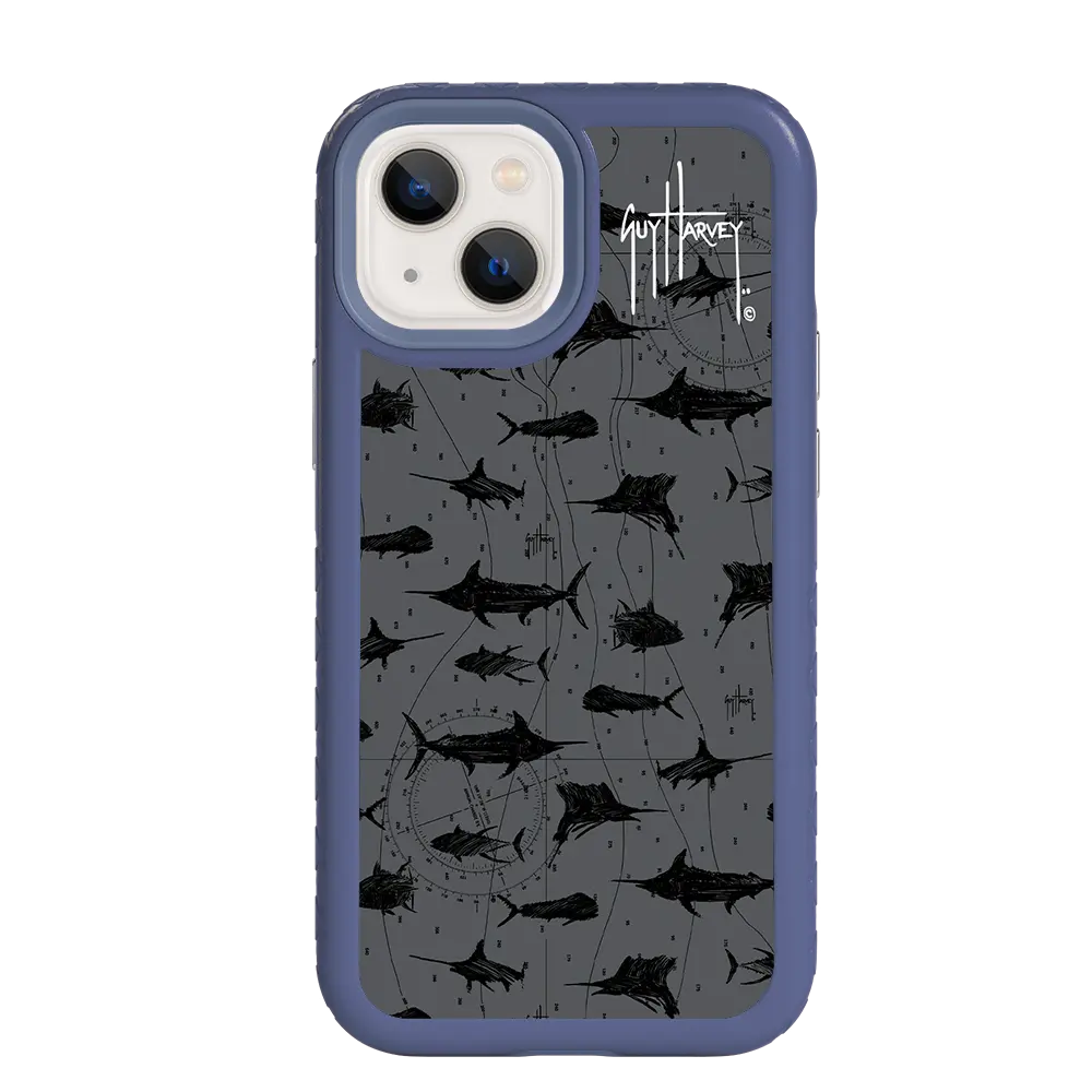 Guy Harvey Fortitude Series for Apple iPhone 13 Mini - Black Scribbler - Custom Case - SlateBlue - cellhelmet