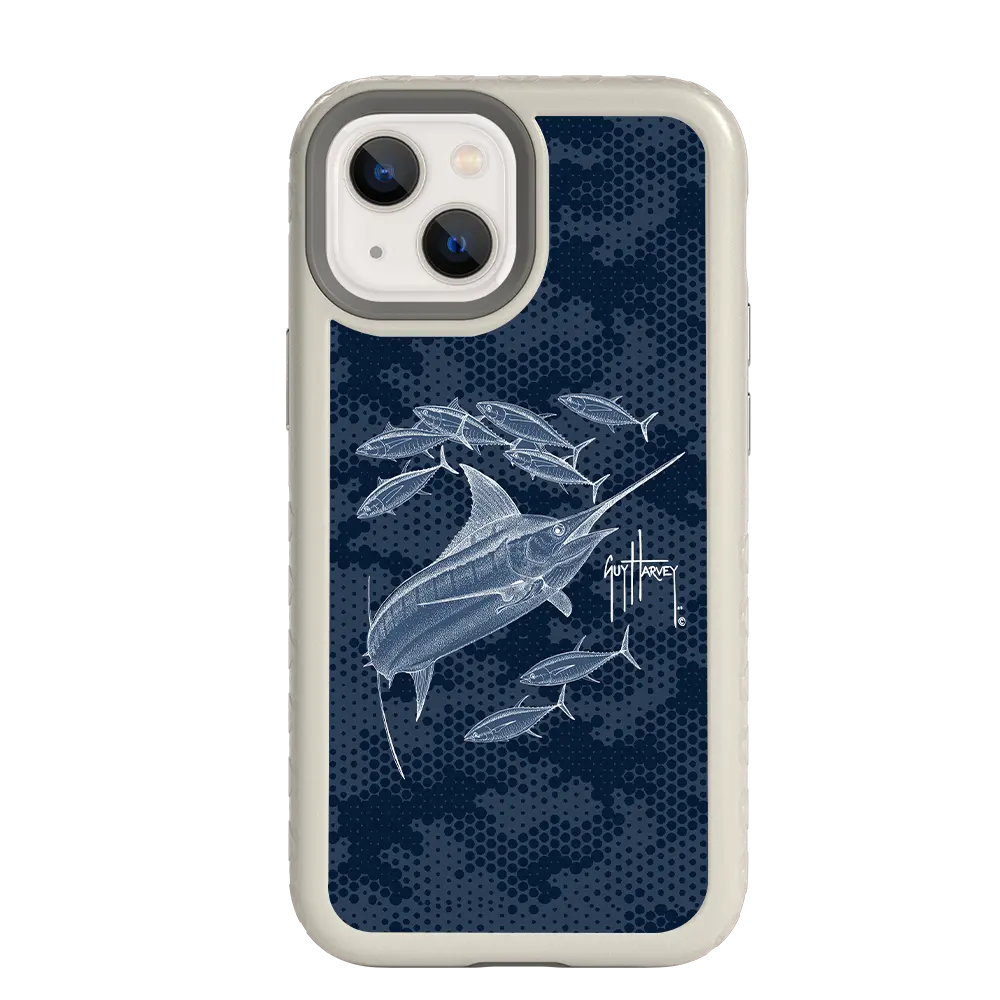 Guy Harvey Fortitude Series for Apple iPhone 13 Mini - Blue Camo - Custom Case - Gray - cellhelmet